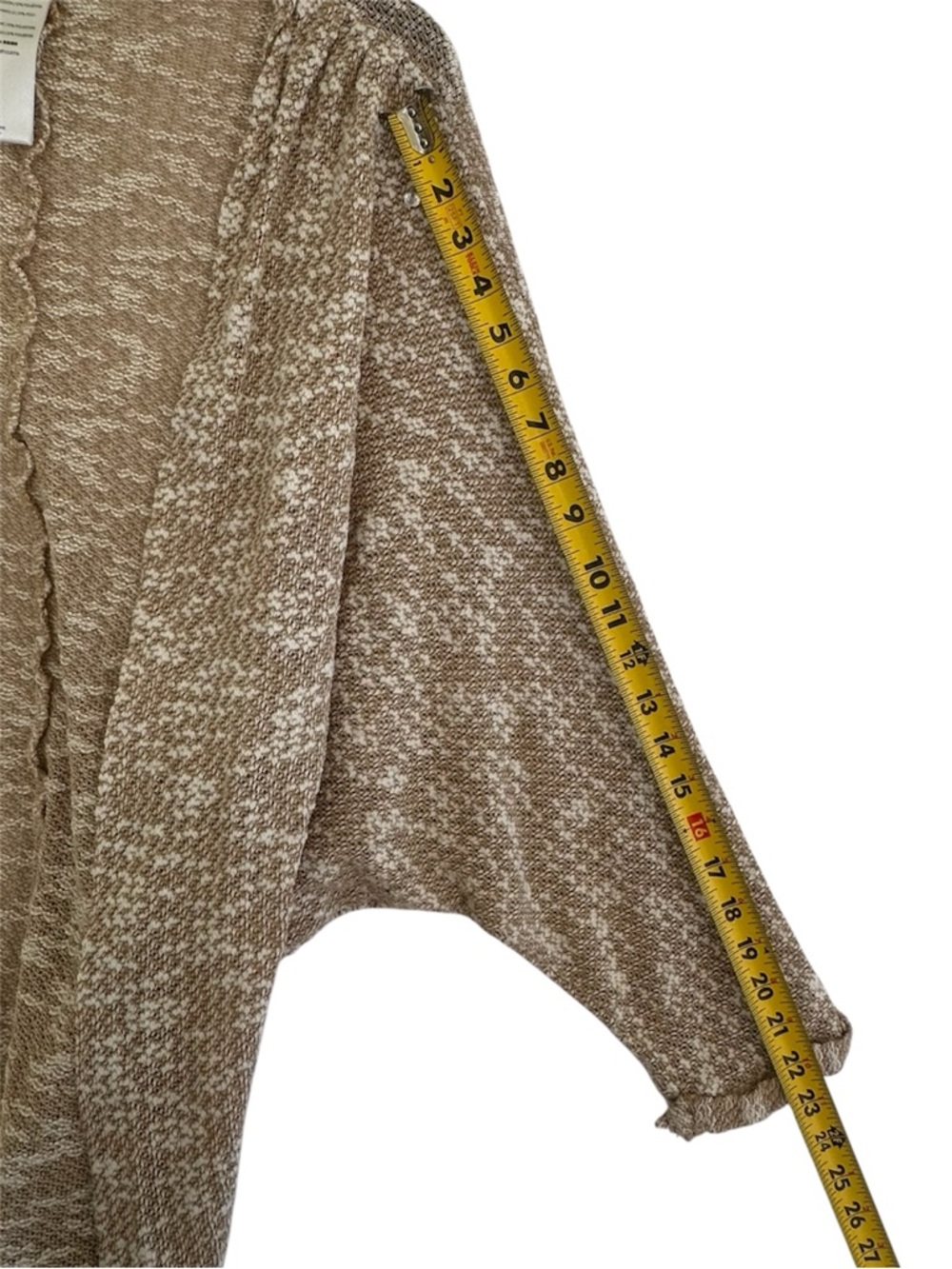 Free People Marled Open-Front Longline Cardigan Sweater - Beige/Tan - Picture 4 of 8